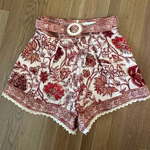 ZIMMERMANN Vitali floral high-rise linen shorts